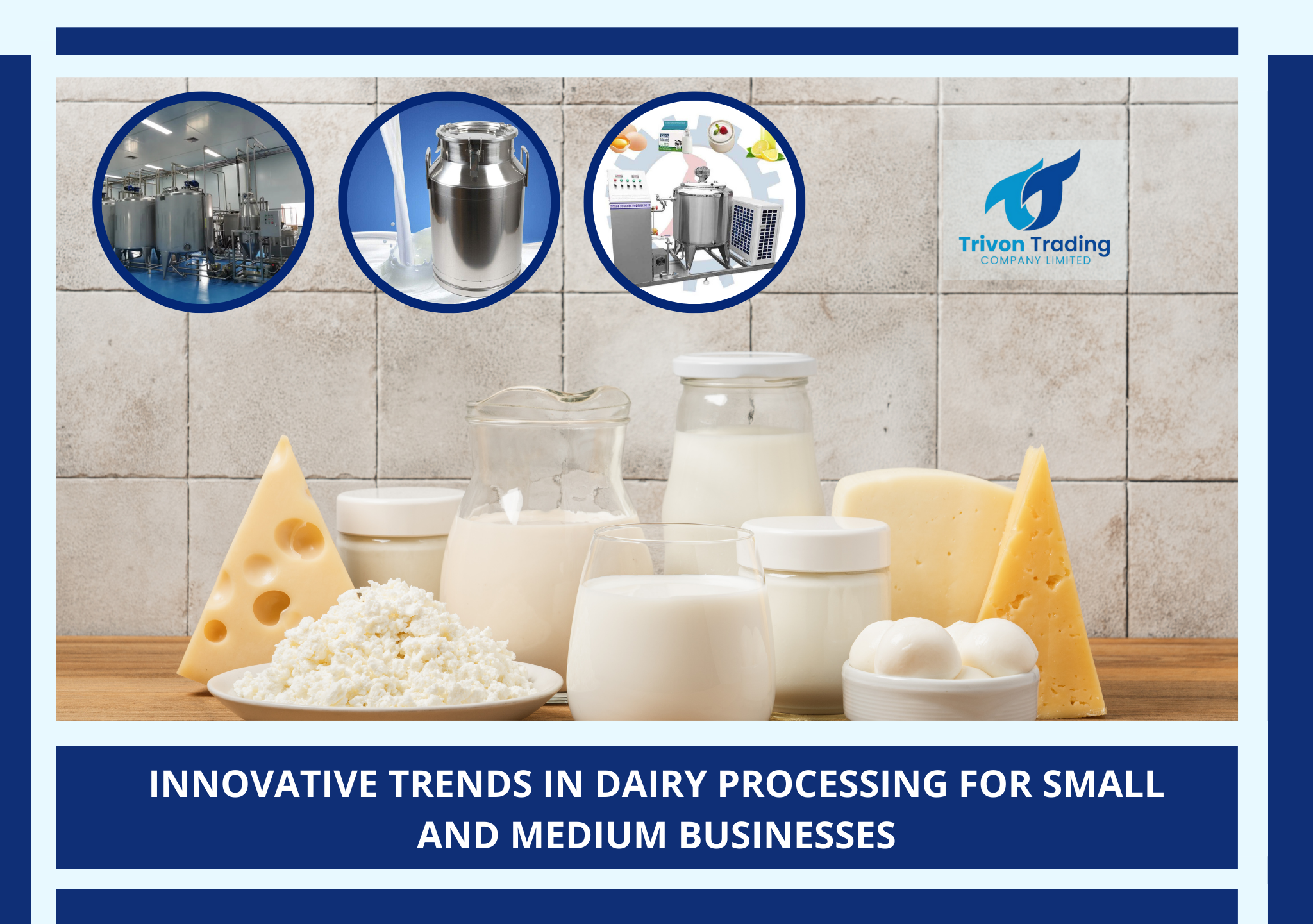 Innovative Trends in Dairy Processing for Small and Medium Businesses The dairy industry is undergoing a significant transformation, driven by technological advancements and consumer demands for high-quality, safe, and sustainable dairy products. Small and medium-sized businesses (SMBs) now have access to cutting-edge innovations that were once only available to large-scale dairy manufacturers. Trivon Trading Company Limited is at the forefront of these innovations, providing state-of-the-art dairy processing equipment tailored to meet the needs of SMBs. From automated pasteurization to smart storage solutions, these advancements are streamlining operations, reducing costs, and ensuring product consistency. In this blog, we explore the latest trends revolutionizing the dairy sector and how businesses can leverage these technologies to stay competitive. 1. Automated Dairy Processing Equipment Automation has become a game-changer in dairy processing, enhancing efficiency and ensuring product safety. With modern batch pasteurizers, businesses can automate temperature control and eliminate manual errors, resulting in consistently high-quality milk and dairy products. Batch Pasteurizers: A Must-Have for SMBs One of the standout products from Trivon Trading Company Limited is the 500L Batch Pasteurizer, designed for small and medium dairy operations. This pasteurizer ensures: Precise temperature control for optimal pasteurization. Energy efficiency, reducing operational costs. Consistent product quality, meeting regulatory standards. Automated pasteurization not only improves efficiency but also extends the shelf life of dairy products, reducing wastage and boosting profitability. 2. Smart Cooling and Storage Solutions Maintaining the right storage conditions is crucial in dairy processing. The latest advancements in cooling tanks and milk chillers allow dairy businesses to store milk at optimal temperatures without compromising quality. Advanced Milk Chillers and Cooling Tanks Trivon Trading Company Limited offers a range of high-capacity chillers, including: 2000L Cooling Tank/Chiller – Ideal for medium-scale dairy processors needing bulk milk storage. 500L Chiller – A perfect solution for small dairy farms ensuring milk remains fresh before processing. These tanks help preserve milk quality by preventing bacterial growth, ensuring that dairy products retain their freshness from farm to market. 3. Reverse Osmosis (RO) Systems for Water Purification Water quality plays a critical role in dairy processing. Contaminated water can compromise the integrity of dairy products, leading to spoilage and health risks. Modern Reverse Osmosis (RO) systems provide an effective solution for purifying water used in dairy production. RO Systems Tailored for Dairy Businesses Trivon Trading Company Limited supplies high-performance RO systems, including: 500LPH Reverse Osmosis Machine – Ideal for small dairy processing plants. 1000LPH RO System – Suitable for medium-sized businesses needing larger purified water capacity. 2000LPH RO System – Best for high-volume dairy operations requiring continuous clean water supply. By incorporating RO technology, dairy processors can maintain the highest hygiene standards, ensuring contamination-free dairy products. 4. Fermentation and Specialized Dairy Processing Equipment Fermentation plays a crucial role in producing high-value dairy products such as yogurt, cheese, and probiotic drinks. Innovations in fermentation tanks have simplified the process, allowing small businesses to enter the value-added dairy market. Fermentation Tanks: The Future of Dairy Processing Trivon Trading Company Limited offers state-of-the-art fermentation tanks that: Ensure optimal fermentation conditions. Come in various capacities (from small-scale to industrial use). Maintain product consistency and flavor development. Investing in fermentation technology enables dairy businesses to diversify their product lines and cater to changing consumer preferences. 5. Sustainable Dairy Processing Practices Sustainability is a growing focus in dairy processing, with businesses adopting eco-friendly practices to minimize waste and energy consumption. From solar-powered processing units to recyclable packaging, modern dairy processors are actively reducing their carbon footprint. Eco-Friendly Processing with Energy-Efficient Machines Trivon Trading Company Limited supports sustainability by offering energy-efficient dairy processing machines, including: Low-energy pasteurizers and chillers that reduce power consumption. Recyclable stainless steel storage tanks that last longer and minimize environmental impact. By adopting sustainable practices, SMBs can not only reduce costs but also appeal to environmentally conscious consumers. 6. Smart Milk ATMs and Salad ATMs for Retail Convenience With the rise of self-service retail solutions, innovative dairy businesses are leveraging Milk ATMs and Salad ATMs to enhance convenience for consumers. Why Invest in a Milk ATM? Trivon Trading Company Limited supplies advanced Milk ATMs that: Allow customers to purchase fresh milk on demand. Eliminate the need for single-use packaging. Offer automated cleaning systems for hygiene assurance. Similarly, Salad ATMs provide a self-service solution for selling fresh dairy-based salads, increasing sales opportunities for dairy entrepreneurs. 7. Filling Stations and Stainless Steel Storage Solutions Milk filling and storage are critical for dairy businesses aiming for efficient product distribution. Investing in the right filling stations and storage tanks can significantly streamline operations. Filling Station with 500L Holding Tank For dairy processors looking to scale operations, Trivon Trading Company Limited offers customized filling stations that: Feature multiple taps for quick dispensing. Include a 500L stainless steel storage tank for bulk storage. Ensure contamination-free milk handling. Additionally, stainless steel storage tanks in various sizes (40L – 500L) provide hygienic and durable solutions for dairy storage needs. 8. The Rise of Cone Filling Tanks in Dairy Processing Cone filling tanks are gaining popularity in dairy processing due to their efficient liquid handling capabilities. These tanks help with: Effortless milk, yogurt, and cream transfer. Reduced product wastage and improved yield. Enhanced hygiene with easy cleaning features. Trivon Trading Company Limited offers customized cone filling tanks to suit different dairy production needs. Conclusion The dairy industry is evolving rapidly, and small and medium businesses must embrace innovative solutions to remain competitive. From automated pasteurization and advanced chilling systems to sustainable dairy practices and smart retail solutions, these advancements are reshaping the sector. With Trivon Trading Company Limited, dairy processors can access high-quality, reliable, and affordable dairy processing equipment to scale their businesses effectively. Whether you're looking for a Milk ATM, Reverse Osmosis System, Cooling Tank, or Filling Station, investing in the latest technologies will help you optimize operations and improve product quality. 🚀 Ready to upgrade your dairy business? Contact Trivon Trading Company Limited today and take your dairy processing to the next level!